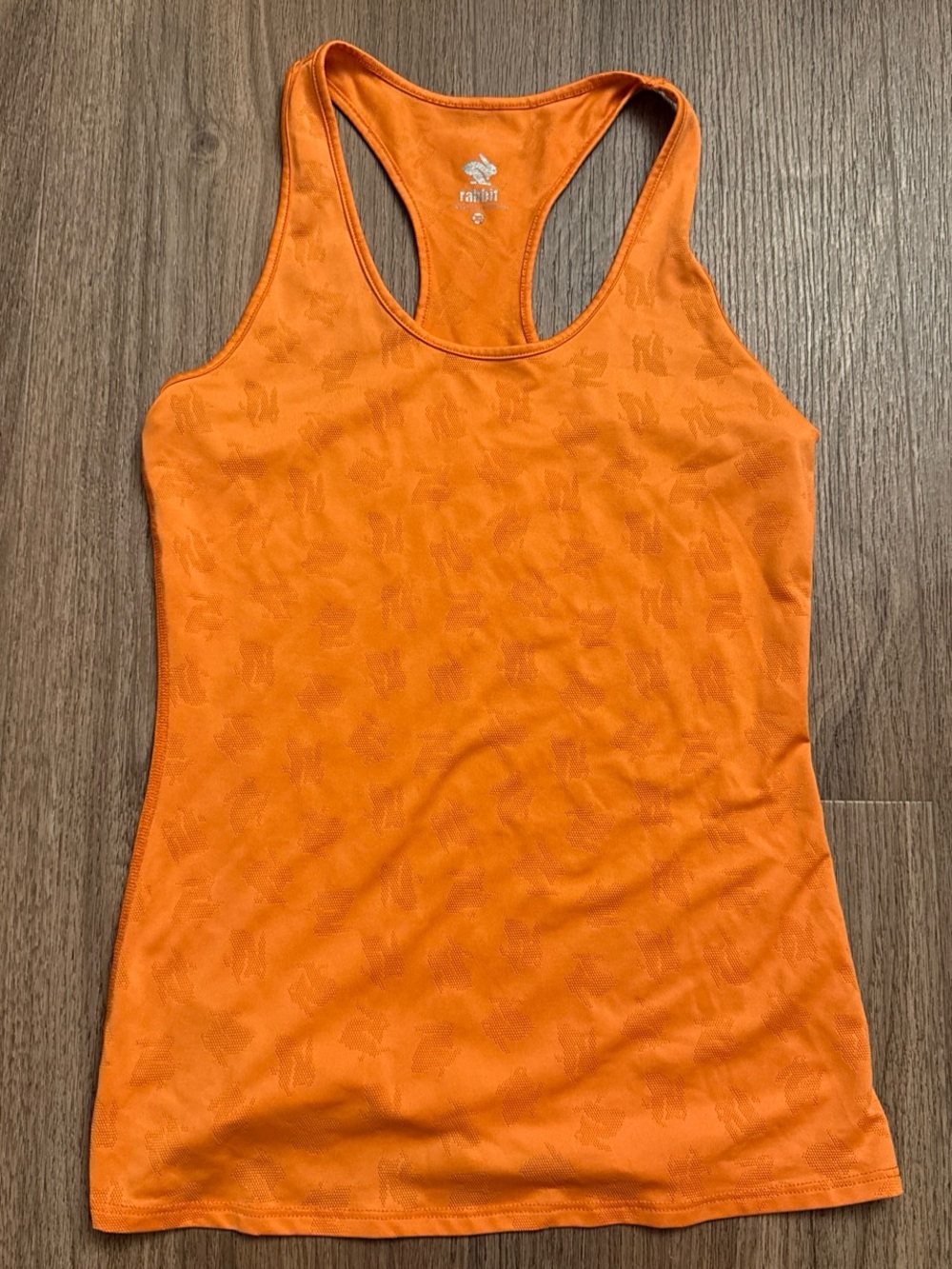 Rabbit running rabbit logo Orange Racerback Tank Top xs
